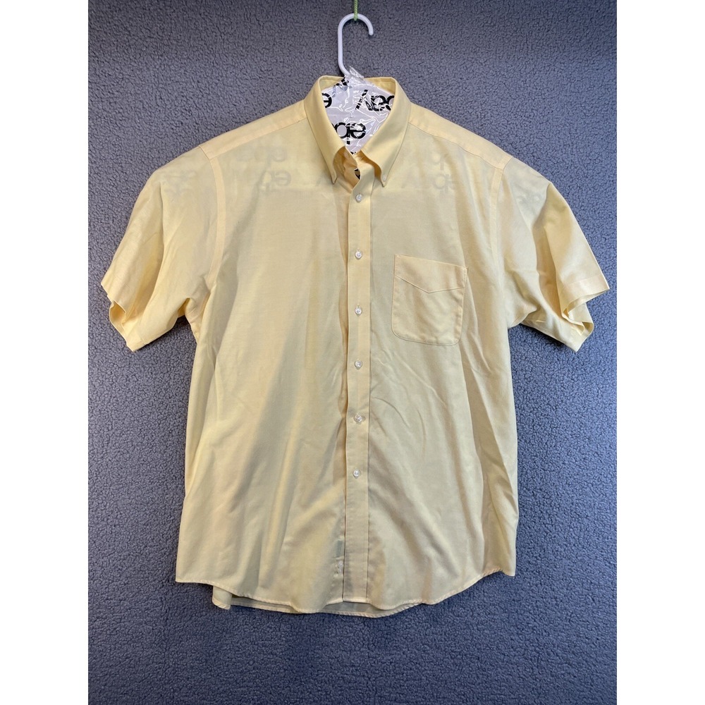 SAVILE ROW Shirt Mens‎ 17  Yellow Button  Up Short Sleeve Pocket Office Dress